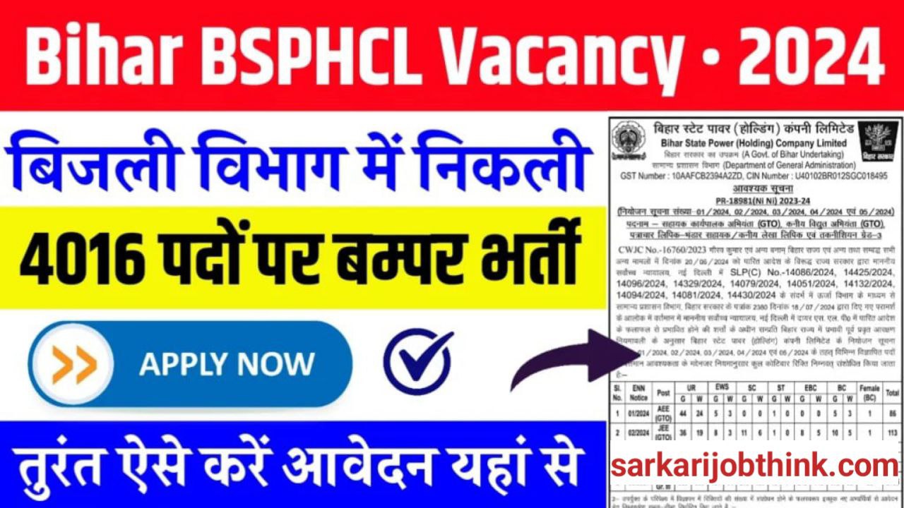 Bihar Bijali Vibhag Vacancy 2024: 4016 पोस्ट के लिए BSPHCL ने दुबारा आवेदन 15 अक्टूबर तक बढाया