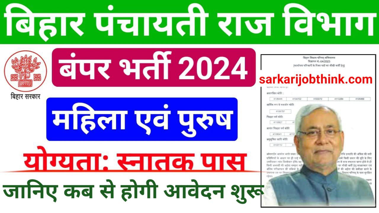 Bihar Panchayati Raj Vacancy 2024: पंचायती राज विभाग में 15610 पदों पर भर्ती का नोटिफिकेशन जारी, आवेदन की प्रक्रिया जाने